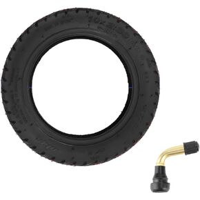 إطار مطاطي بدون أنبوب مقاس 10 بوصات 10 × 2.5 مقاوم للانفجار + صمام منحني/فوهة صمام مكرنك (PVR50) بديل لأجزاء عجلة إطار سكوتر Kugoo M4 وM4 pro Sealup (1) in Kuwait