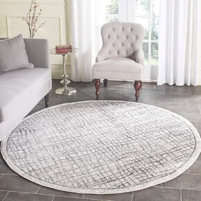 SAFAVIEH Adirondack Collection Area Rug - 10' Square, Silver & Ivory, Modern Abstract Design, Non-Shedding & Easy Care, Ideal for High Traffic Areas in Living Room, Bedroom (ADR103B)