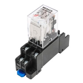 مرحل الطاقة الكهرومغناطيسية، JQX-13FL، ملف تيار متردد 12 فولت، DPDT، 10A 8Pin، ضوء مؤشر LED، مع قاعدة مقبس طرفية إضافية (1)
