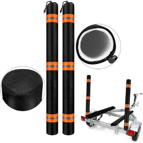 Boat Trailer Guide Pole Covers, 1 Pair Heavy Duty 600d Oxford Cloth Boat Trailer Guide Covers, Boat Trailer Guide Pole Pad and Cover with Reflective Strips (59 Inch Cover Only, Black)