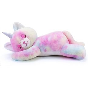 24 بوصة كبيرة يونيكورن القط أفخم الحيوانات المحشوة - يونيكورن القط أفخم وسادة Plushies، كبير يونيكورن القط أفخم، النوم يونيكورن القط أفخم لعبة، ألعاب يونيكورن للفتيات هدايا عيد ميلاد للأطفال الفتيات الفتيان