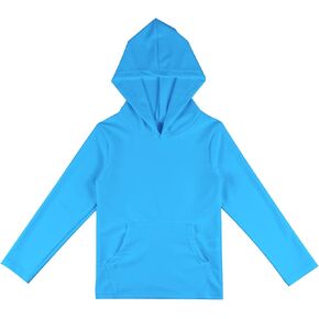 ESTAMICO Boys Hooded Rash Guard Shirts Kids Long Sleeves Quick Dry Surf Shirt UPF 50+ Sun Protection Swimwear for 2-12 Years