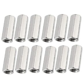 YXQ M5 x 0.8-Pitch 304 Stainless Steel Metric Hex Coupling Nuts 20mm Length, 12Pcs