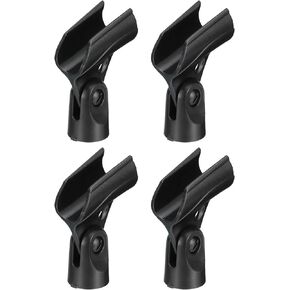 MECCANIXITY Microphone Holder O.D 21mm - 33mm Plastic Interface Mic Holder Clip with 3/8 Metal Adapter for Small Mic Black 4 Pcs