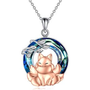AINFQY Animals Necklace for Women S925 Sterling Silver Turtle/Flamingo/Panda/Fox/Hummingbird Crystal Pendant Necklaces Jewelry for Girls in Kuwait