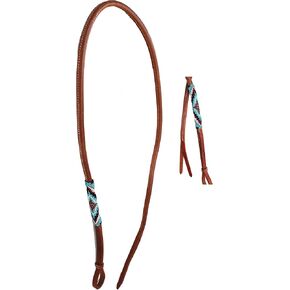 Horse Leather Western Saddle Tack Over and Under Beaded Whip 0708