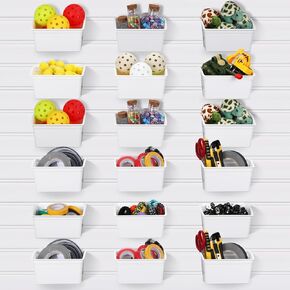 Unittype 18 Pcs Slatwall Storage Bin Plastic Slatwall Bins for Slatwall Organizer Slatwall Containers Accessories for Garage Workbench Home Storage Organization(Black)