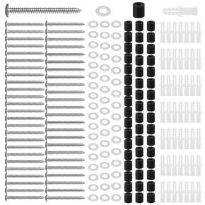 200Pcs/50 Sets Pegboard Mounting Kit Contains Screws, Anchors, Spacers and Washers, Wall Peg Boards Installation Pegboard Spacer Kit for 1/4 Inch Pegboard