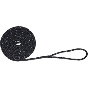 Extreme Max 3006.2475 BoatTector Double Braid Nylon Dock Line - 1/2" x 15', Black with Reflective Tracer