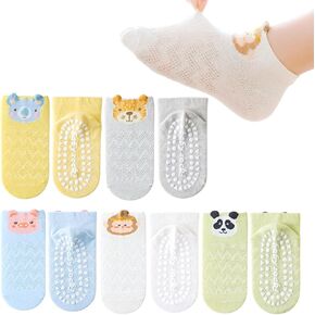 Toddler Socks Non Slip Grip Baby Socks 5 Pack for Boys Girls Kids Cute Socks With Animal Pattern 1-8 Years