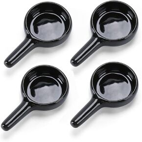 4Pcs Ceramic Candle Spoon Tray Holder Tealight Wax Warmer Little Candle Spoon Replacement Fragrance Aromatherapy Furnace Accessories, Black