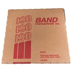 ISO BA203 Type 201 Stainless Steel Band, 3/8" Wide x .025" Thick x 100' Foot roll
