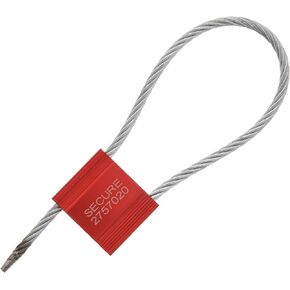 12 Inch Red Pull Tight Galvanized Steel Cable Seal with 5mm Wire - 50 Pack