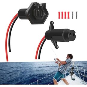Waterproof Trolling Motor Plug 12V 10 Gauge 2 Wire Receptacle Quick Connect Kit, Heavy-Duty Male and Female Trolling Motor Connector, Receptacle Kit Compatible with Minn Kota Marine Boat Motor