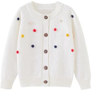 Baby Girls Cardigan Sweater Toddler Boys Knit Embroidery Wheat Jacket Outwear Button Tops