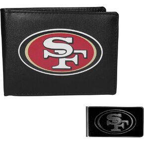 Siskiyou Sports NCAA San Francisco 49ers Leather Bi-fold Wallet & Black Money Clip, Black, One Size