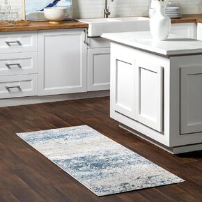 nuLOOM Wilde Abstract Distressed Runner Rug, 2' 6" x 6', Blue