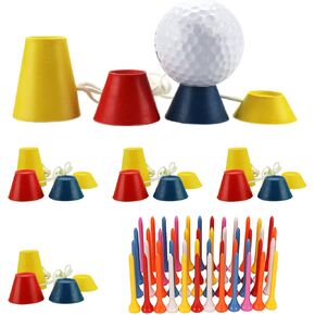 CDIYTOOL 5 Sets 4-in-1 Rubber Winter Golf Tees with 50Pcs Mixcolor 2" Golf Tees, 4 Different Heights 37mm 22mm 17mm 12mm Indoor Golf Tees Rubber Golf Tees Simulator Golf Tees, 70Pcs/Set