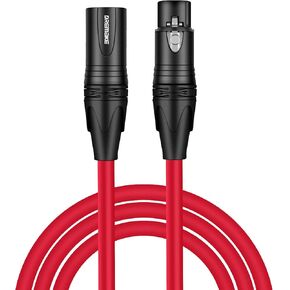 DREMAKE XLR أداة ميكروفون سلك تمديد الصوت 40FT متوازن 3 دبوس XLR ذكر إلى XLR أنثى كابل ميكروفون - أحمر