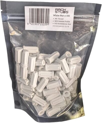 M6 Nut 100-Pack، يناسب جميع السلسلة II بما في ذلك الثنائي الجديد | نايلون مقوى بالزجاج M6 Nuts لتعزيز المتانة والإمساك الآمن - الحل المثالي لسهولة تركيب حامل الخادم - أبيض in Kuwait