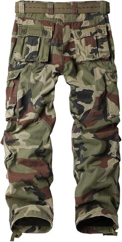 Men's Fleece Lined Hiking Pants, Winter Camo Cargo Pants Army Casual Work Ski Pants for Men with 8 Pockets No Belt in Kuwait