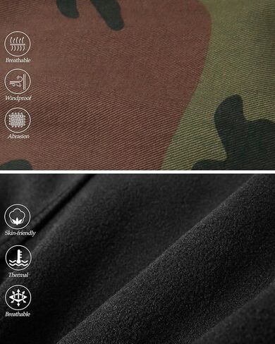 Men's Fleece Lined Hiking Pants, Winter Camo Cargo Pants Army Casual Work Ski Pants for Men with 8 Pockets No Belt in Kuwait