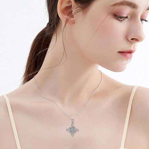 YFN Witch Knot Birthstone Necklaces Celtic Triquetra Knot 925 Sterling Silver Pendant Necklace for Women in Saudi Arabia