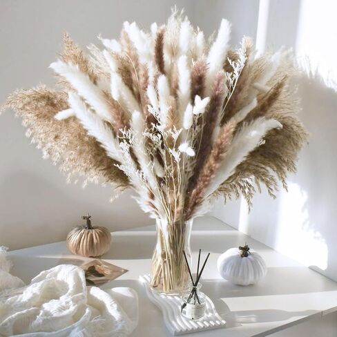 Natural Dried Pampas Grass Decor Boho Dried Flowers Bouquet Floral Bundle for Home Table Wedding Arrangements 60Pcs in Saudi Arabia