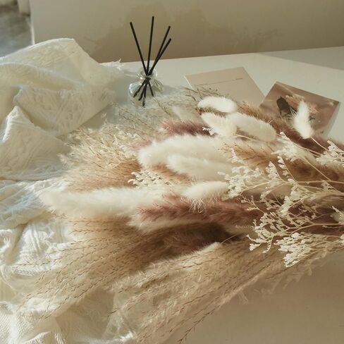Natural Dried Pampas Grass Decor Boho Dried Flowers Bouquet Floral Bundle for Home Table Wedding Arrangements 60Pcs in Saudi Arabia