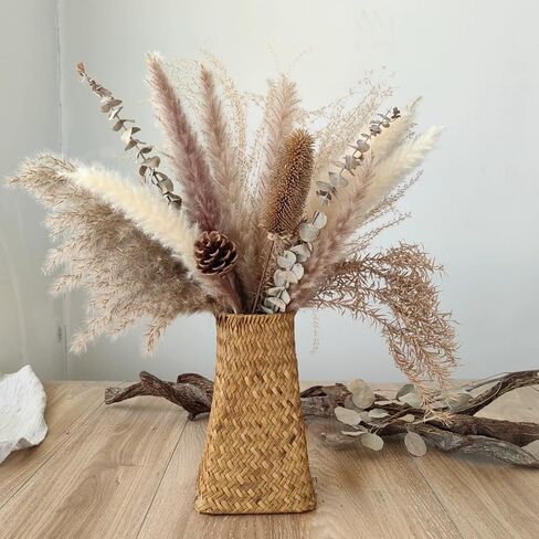 Natural Dried Pampas Grass Decor Boho Dried Flowers Bouquet Floral Bundle for Home Table Wedding Arrangements 60Pcs in Saudi Arabia