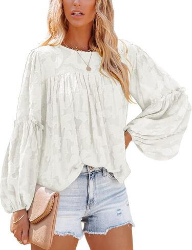 بلوزات نسائية طويلة الأكمام من Viracy بياقة دائرية وطبقات مزدوجة من الدانتيل بيبي دول علوية قمصان منقوشة بالزهور in Kuwait