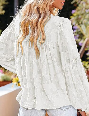 بلوزات نسائية طويلة الأكمام من Viracy بياقة دائرية وطبقات مزدوجة من الدانتيل بيبي دول علوية قمصان منقوشة بالزهور in Kuwait