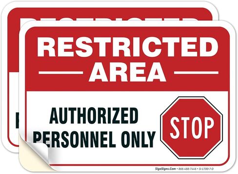 Sigo Signs - Restricted Area Authorized Personnel Only Stop Sign, 10x7 Inches, Rust Free .040 Aluminum, Fade Resistant, Made in USA in Saudi Arabia