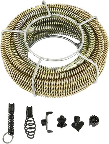 VEVOR 3 Cables Auger Fits 3/4 to 4 Inch Pipes Portable Drain Cleaning Machine with 6 Cutter Heads, Red in Saudi Arabia
