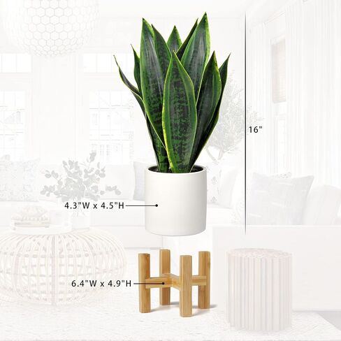 Briful Fake Snake Plant 16" Faux Potted Plant Artificial Snake Plant with White Ceramic Pot Sansevieria Plant Perfect for House Modern Living Room Office Housewarming Gift Indoor Decor in Saudi Arabia