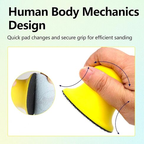 كتلة صنفرة دائرية مقاس 3 بوصات أداة صنفرة يدوية للفأرة المستديرة مثالية للأثاث الخشبي المنزلي والفنون والحرف اليدوية وحامل ترميم السيارات والمصابيح الأمامية لجسم السيارات والحرف اليدوية من ورق الصنفرة (أصفر) in Kuwait
