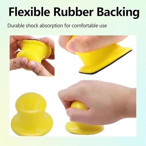 كتلة صنفرة دائرية مقاس 3 بوصات أداة صنفرة يدوية للفأرة المستديرة مثالية للأثاث الخشبي المنزلي والفنون والحرف اليدوية وحامل ترميم السيارات والمصابيح الأمامية لجسم السيارات والحرف اليدوية من ورق الصنفرة (أصفر) in Kuwait