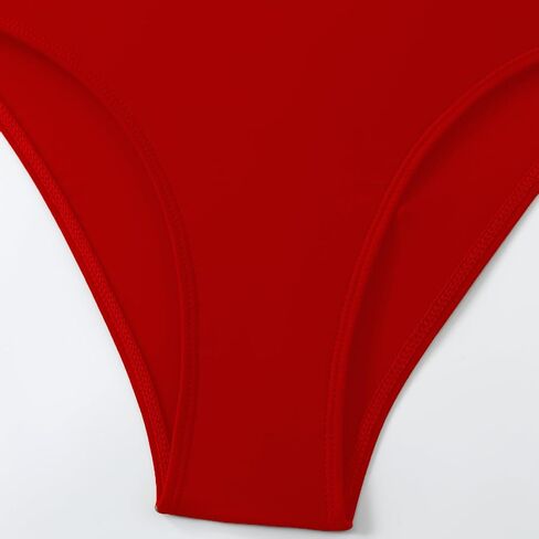 One Piece Swimsuit for Women, Ruffled V Neck Tummy Control Bathing Suit Lace Up Slimming Swimwear, X-Large Red in Saudi Arabia