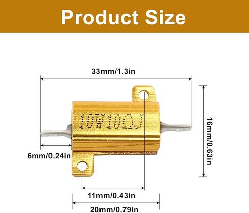 2 Pcs 10W 10 Ohm Aluminum Case Resistor, Screw Tap Chassis Mounted Load Resistors, Wirewound Resistor with Rod Post for LED Converters in Saudi Arabia