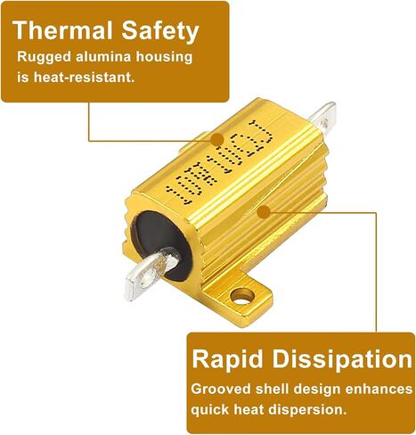 2 Pcs 10W 10 Ohm Aluminum Case Resistor, Screw Tap Chassis Mounted Load Resistors, Wirewound Resistor with Rod Post for LED Converters in Saudi Arabia