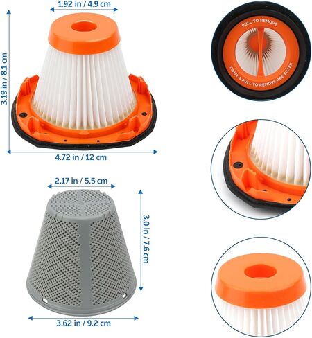 قطعتان من الفلتر البديل لطرازات المكنسة الكهربائية اليدوية اللاسلكية BLACK+DECKER 20V MAX POWERCONNECT BCHV001C1 BCHV001D1 BCHV001B، قارنها بالجزء N900287 in Kuwait