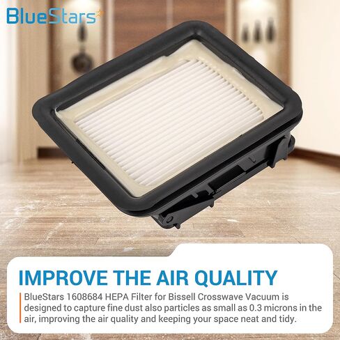 استبدال BlueStars فائق المتانة 1608684 فلتر HEPA لـ Bissell Crosswave Pet Pro وCrosswave Cordless Max 2306A 1785 1785A 2211W 2554 Crosswave Filter 1866 - استبدال الجزء 1608684 - حزمة من 5 in Saudi Arabia