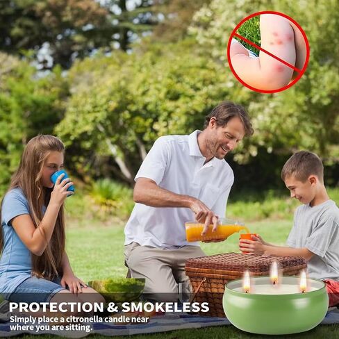 Citronella Candles Outdoor, Large Citronella Candle Set 3, 12 oz 3 Wick Citronella Oil Candle, Natural Soy Wax, 240 Hour Burn Time, Summer Candle for Patio Yard Home Garden Camping Fishing in Saudi Arabia