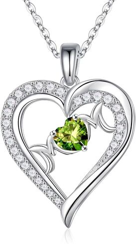 Iefil Mom Gifts for Mothers Day, 925 Sterling Silver Heart Pendant Birthstone Necklace for Mom, Mothers Day Gifts for Mom Christmas Birthday Gifts for Mom from Daughter Son in Saudi Arabia