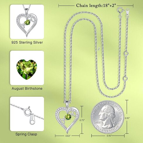Iefil Mom Gifts for Mothers Day, 925 Sterling Silver Heart Pendant Birthstone Necklace for Mom, Mothers Day Gifts for Mom Christmas Birthday Gifts for Mom from Daughter Son in Saudi Arabia