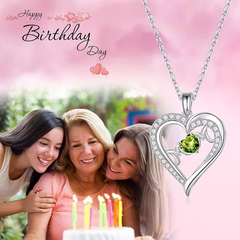 Iefil Mom Gifts for Mothers Day, 925 Sterling Silver Heart Pendant Birthstone Necklace for Mom, Mothers Day Gifts for Mom Christmas Birthday Gifts for Mom from Daughter Son in Saudi Arabia