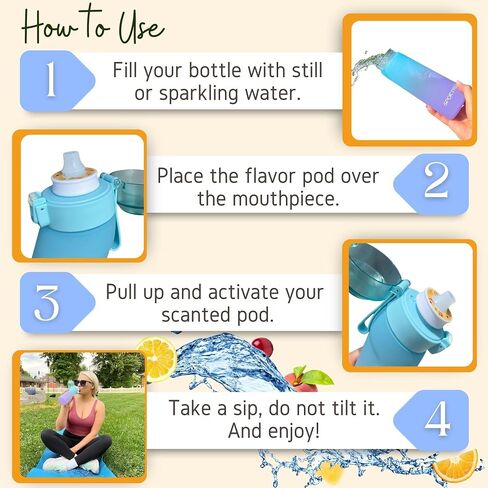 Air Water Bottle 650ml – Water Bottle With 5 Scented Pods, 0% Sugar BPA Free Cup with Bottle & Straw Brushes | Suitable for Outdoor | Sports | Gift Idea (New Black + 5 Pods) in Saudi Arabia