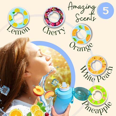 Air Water Bottle 650ml – Water Bottle With 5 Scented Pods, 0% Sugar BPA Free Cup with Bottle & Straw Brushes | Suitable for Outdoor | Sports | Gift Idea (New Black + 5 Pods) in Saudi Arabia
