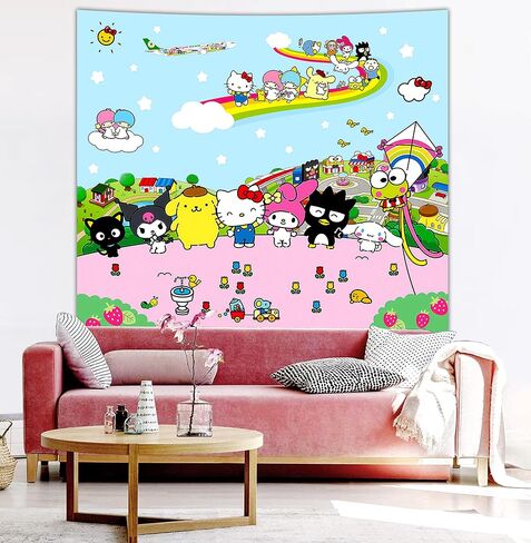 SkyReach Anime Tapestry Hello Kitty Tapestry-Hello Kitty Poster-Sanrio Room Decor-Kawaii Party Supplies-Kids Room Decor Tapestry-Anime Birthday Decorations Tapestry 60x50 In in Saudi Arabia