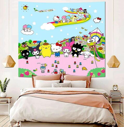 SkyReach Anime Tapestry Hello Kitty Tapestry-Hello Kitty Poster-Sanrio Room Decor-Kawaii Party Supplies-Kids Room Decor Tapestry-Anime Birthday Decorations Tapestry 60x50 In in Saudi Arabia